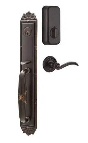 Emtek Single Cylinder Imperial Handleset EMPowered Motorized Smart Lock Upgrade With Astoria Glass Knob