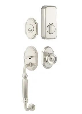 Emtek Single Cylinder Knoxville Handleset EMPowered Motorized Smart Lock Upgrade With Lancaster Knob