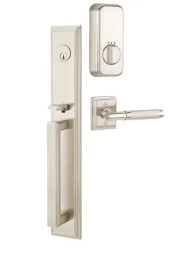 Emtek Single Cylinder Melrose Handleset EMPowered Motorized Smart Lock Upgrade With Diamond Glass Knob