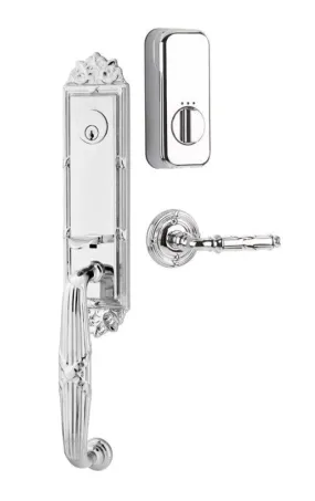 Emtek Single Cylinder Ribbon & Reed Handleset EMPowered Motorized Smart Lock Upgrade With Arts & Crafts Lever