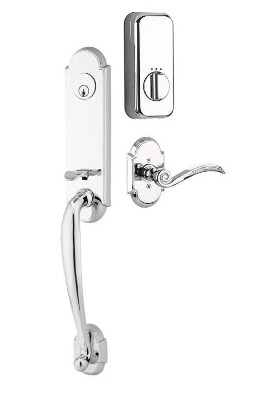 Emtek Single Cylinder Richmond Handleset EMPowered Motorized Smart Lock Upgrade With Select L-Square Hammered Lever