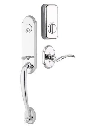 Emtek Single Cylinder Richmond Handleset EMPowered Motorized Smart Lock Upgrade With Select R-Bar Straight Knurled Lever