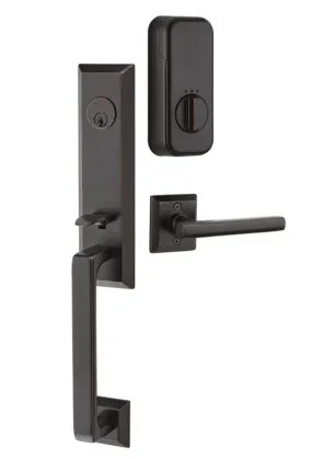 Emtek Single Cylinder Transitional Heritage Monolithic Handleset EMPowered Motorized Smart Lock Upgrade With Geneva Lever