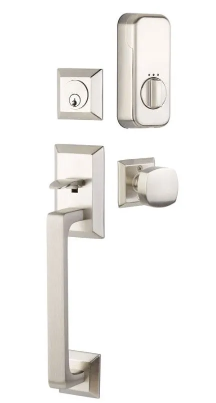 Emtek Single Cylinder Transitional Heritage Sectional Handleset EMPowered Motorized Smart Lock Upgrade With Providence Knob