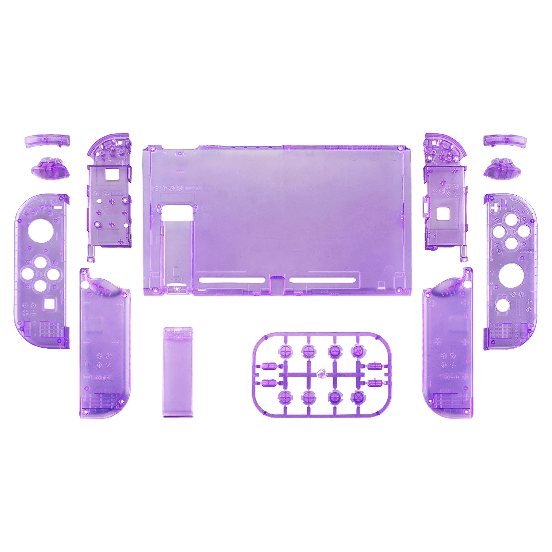 eXtremeRate Clear Atomic Purple Back Plate for NS Switch Console, NS Joycon Handheld Controller Housing with Full Set Buttons, DIY Replacement Shell for NS Switch - QM505