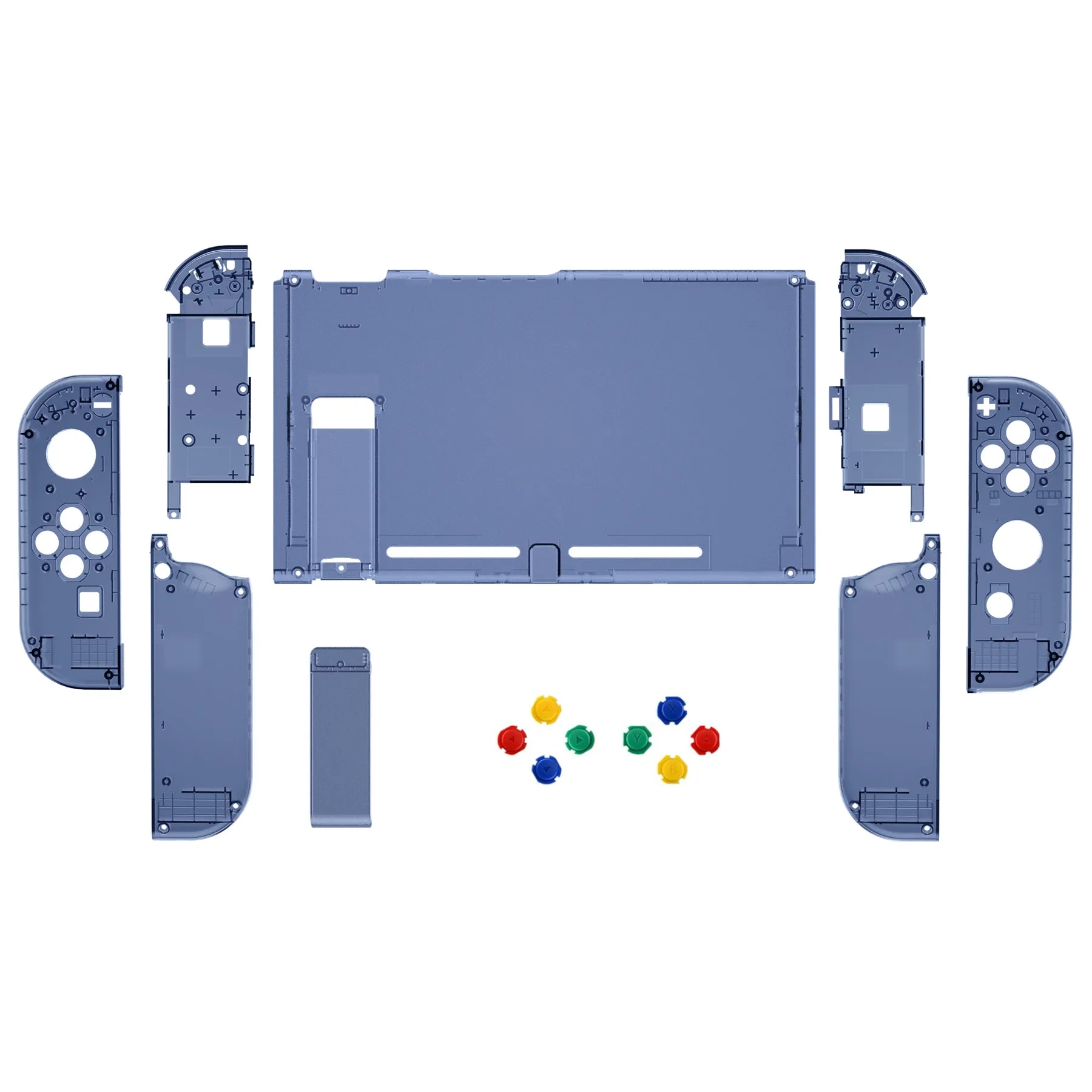 eXtremeRate Clear Deep Ocean Blue Back Plate for NS Switch Console, NS Joycon Handheld Controller Housing with Full Set Buttons, DIY Replacement Shell for Nintendo Switch - QM512