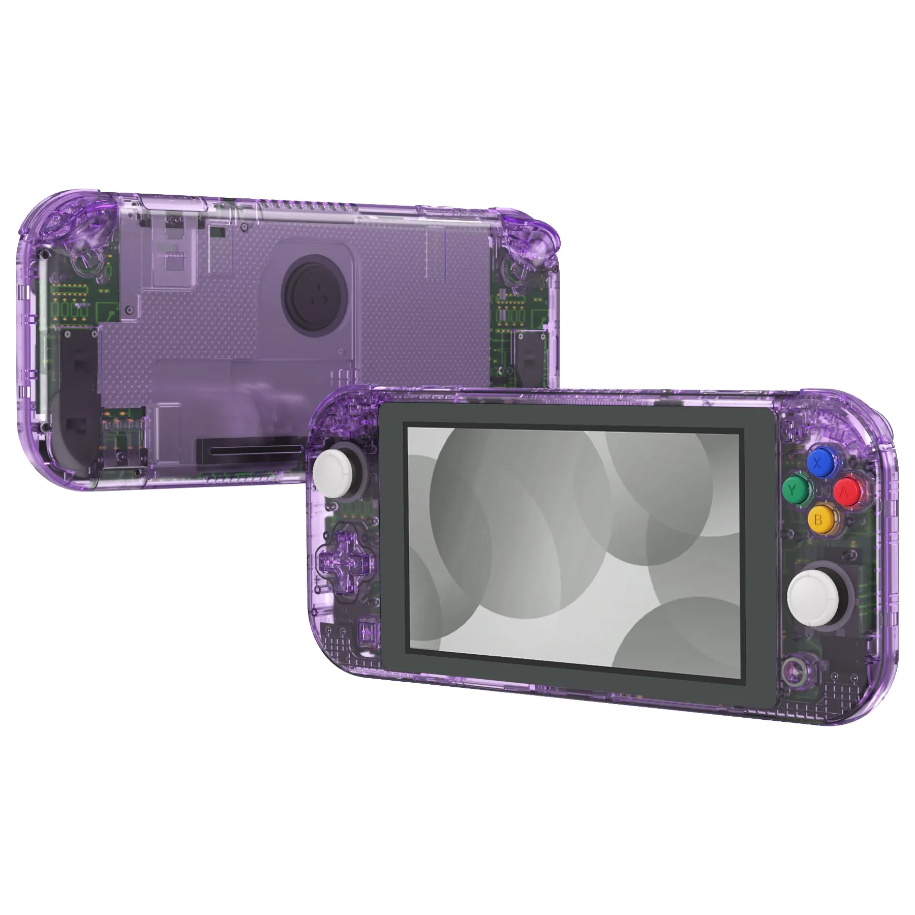 eXtremeRate Crystal Clear Atomic Purple DIY Replacement Shell for NS Switch Lite, NSL Handheld Controller Housing with Screen Protector, Custom Case Cover for NS Switch Lite - DLP325