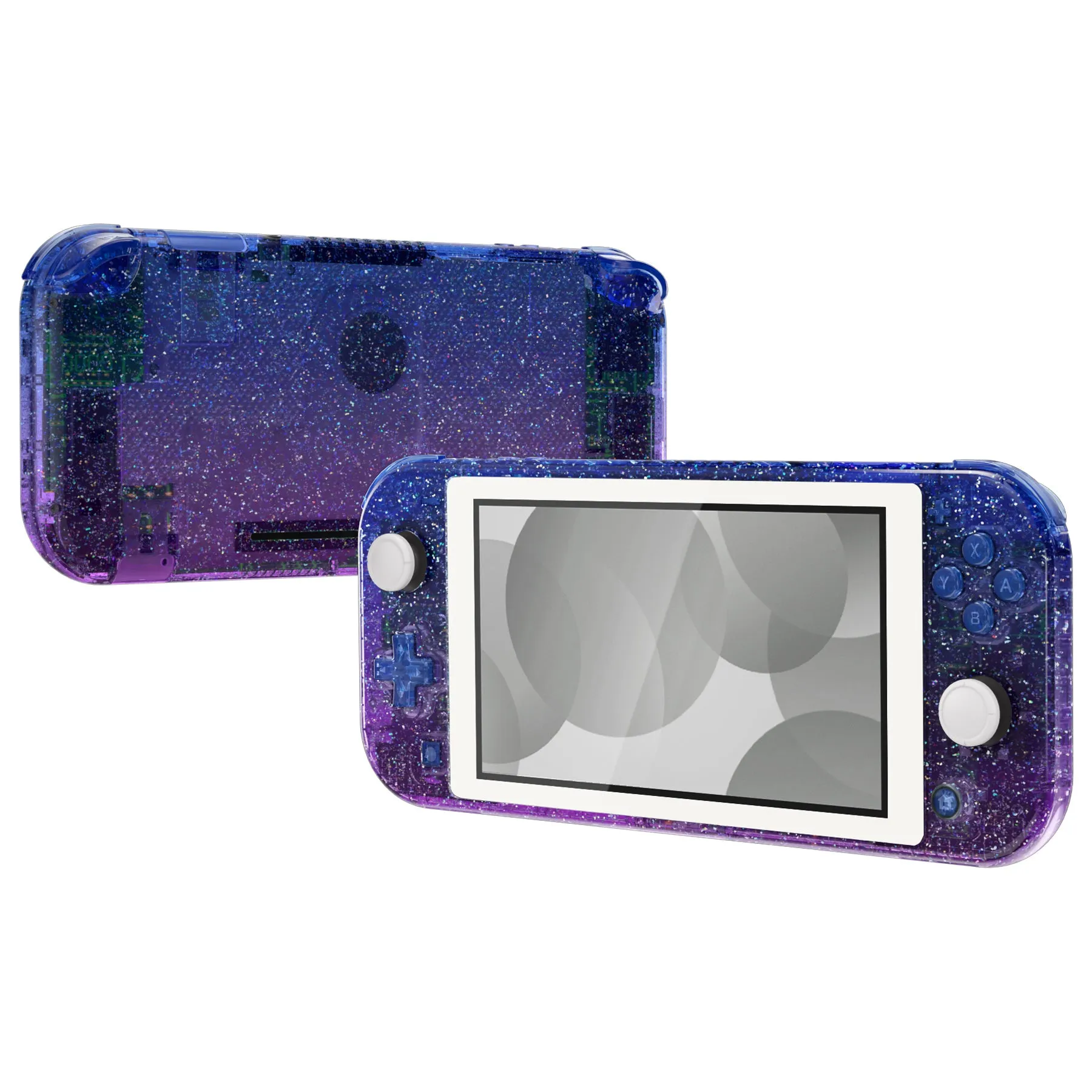 eXtremeRate Glitter Gradient Translucent Bluebell DIY Replacement Shell for Nintendo Switch Lite, NSL Handheld Controller Housing with Screen Protector, Custom Case Cover for Nintendo Switch Lite - DLP320