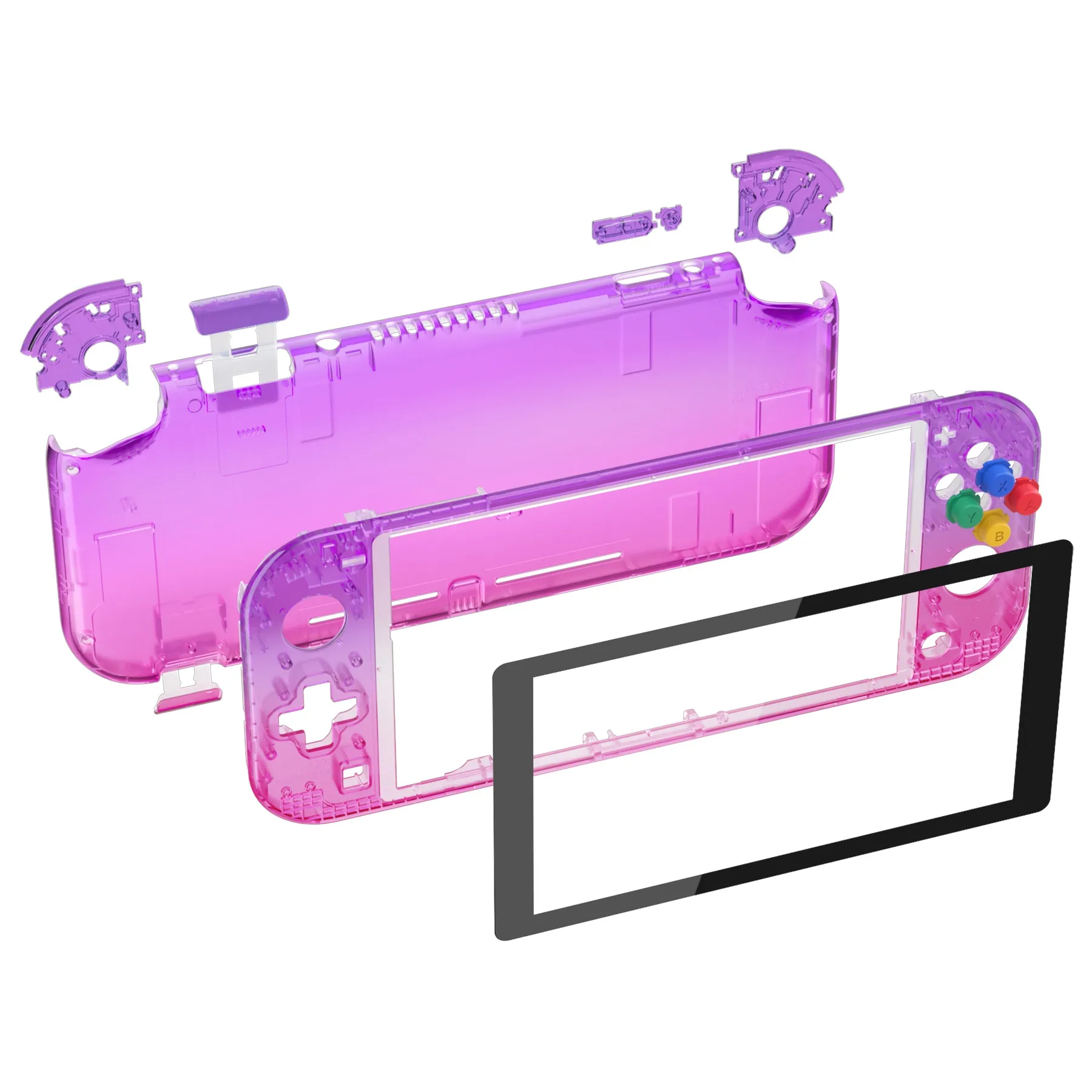 eXtremeRate Gradient Translucent Purple Rose Red DIY Replacement Shell for Nintendo Switch Lite, NSL Handheld Controller Housing with Screen Protector, Custom Case Cover for Nintendo Switch Lite - DLP318