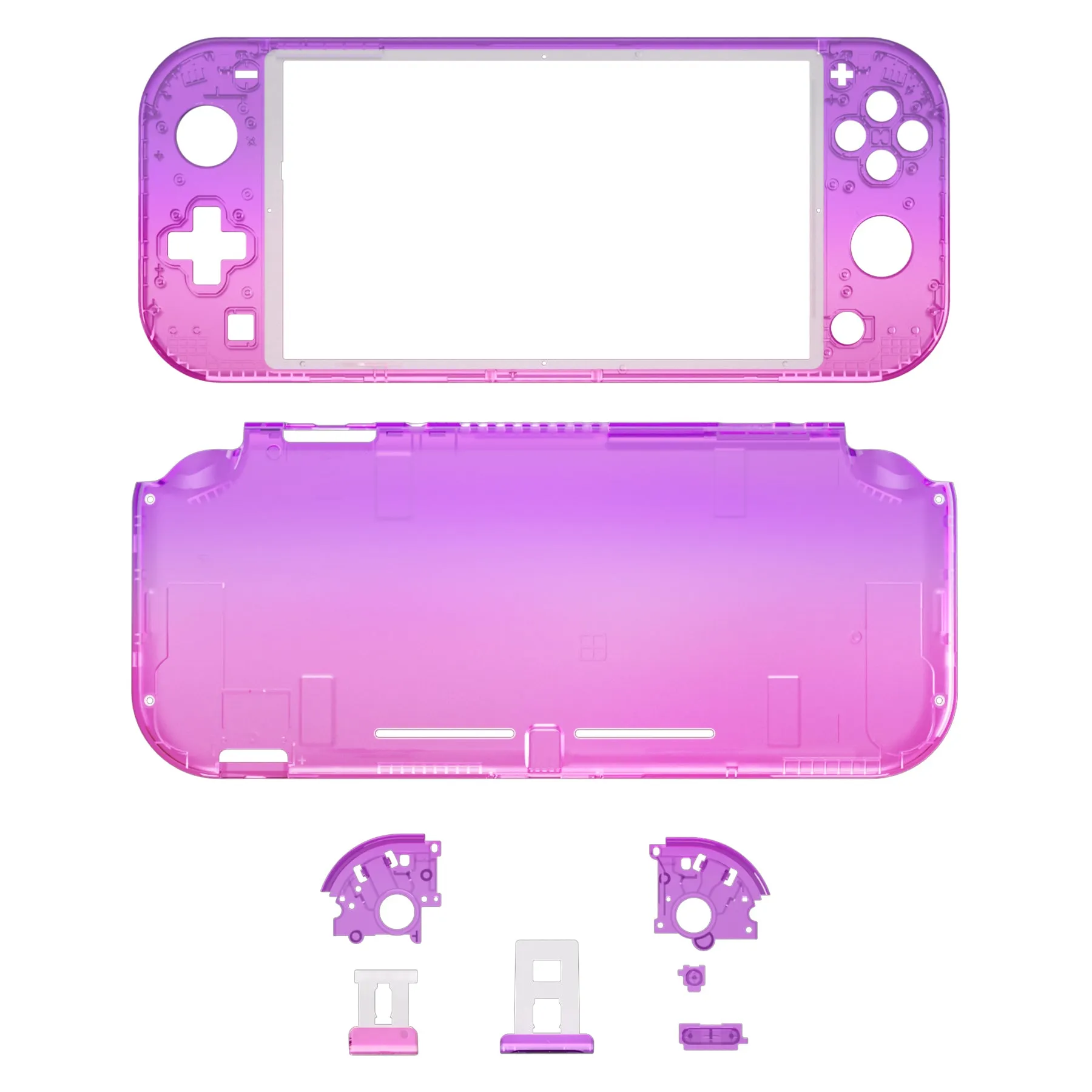 eXtremeRate Gradient Translucent Purple Rose Red DIY Replacement Shell for Nintendo Switch Lite, NSL Handheld Controller Housing with Screen Protector, Custom Case Cover for Nintendo Switch Lite - DLP318