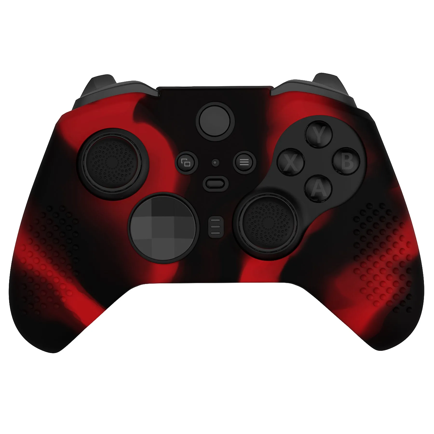 eXtremeRate PlayVital Black & Red Soft Anti-Slip Silicone Cover Skins, Controller Protective Case for New Xbox One Elite Series 2 (Model 1797 and Core Model 1797) with Thumb Grips Analog Caps - XBOWP0062GC