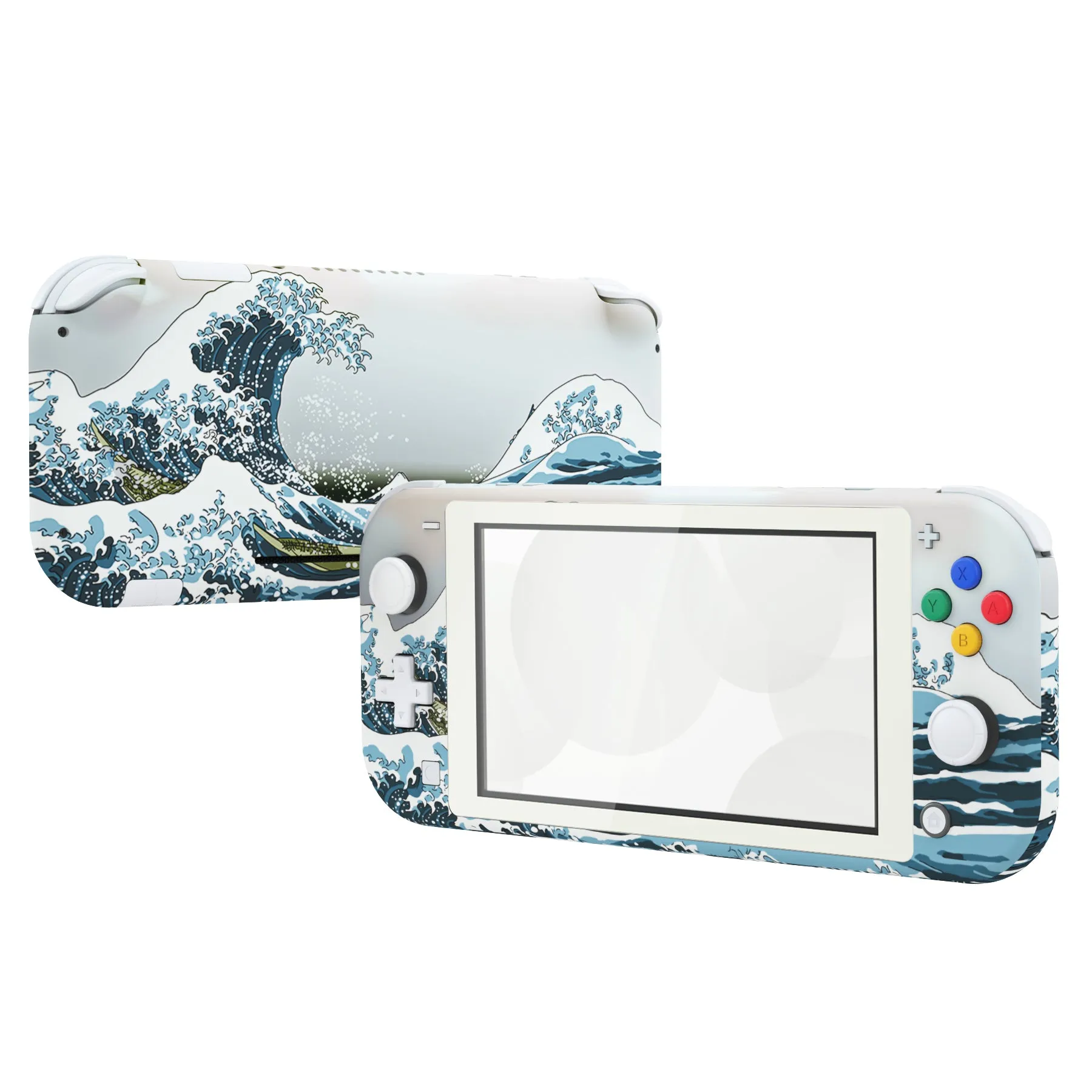 eXtremeRate Soft Touch The Great Wave DIY Replacement Shell for Nintendo Switch Lite, NSL Handheld Controller Housing w/ Screen Protector, Custom Case Cover for Nintendo Switch Lite - DLT106