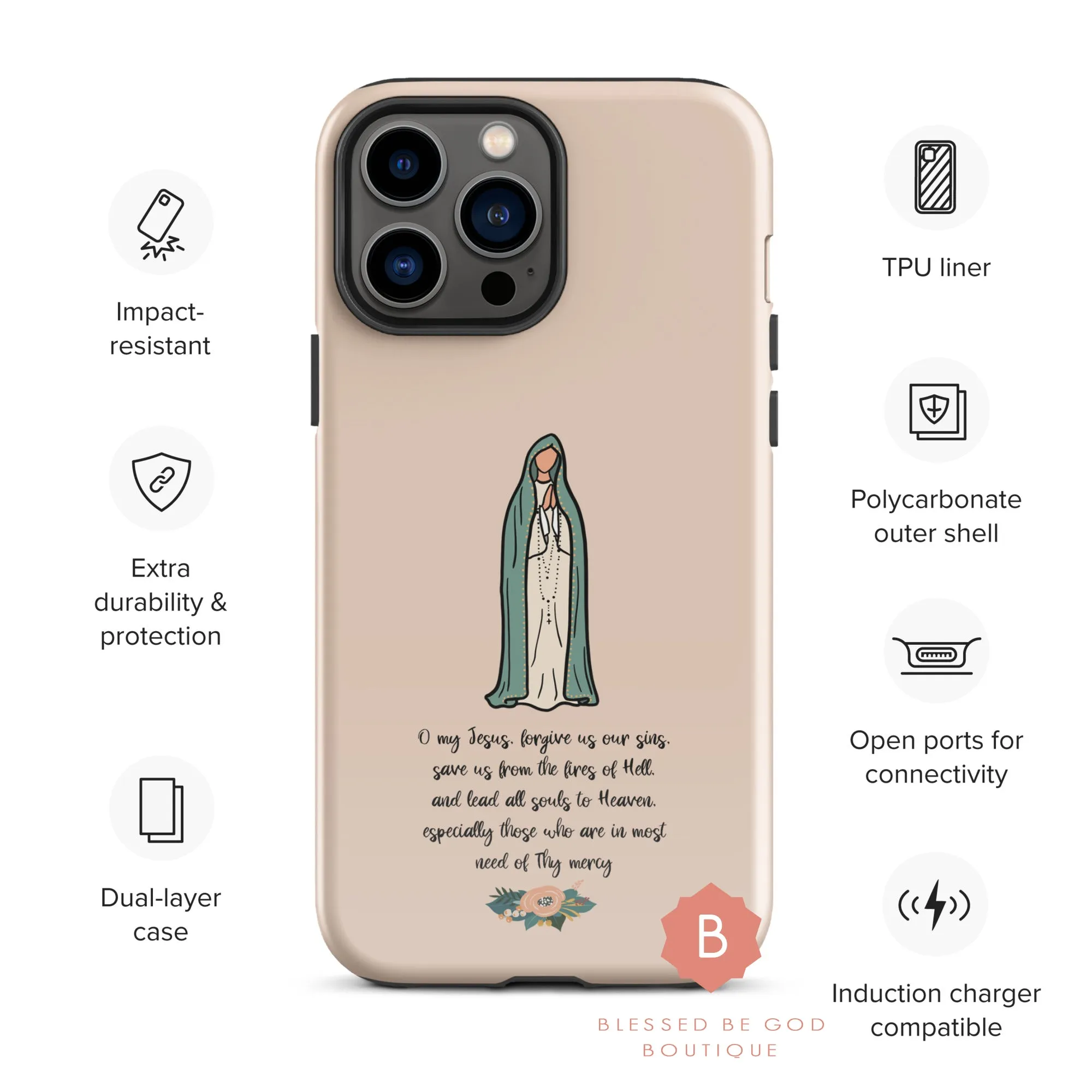 Fatima Catholic Phone Case, Tough Case for iPhone® 11-14