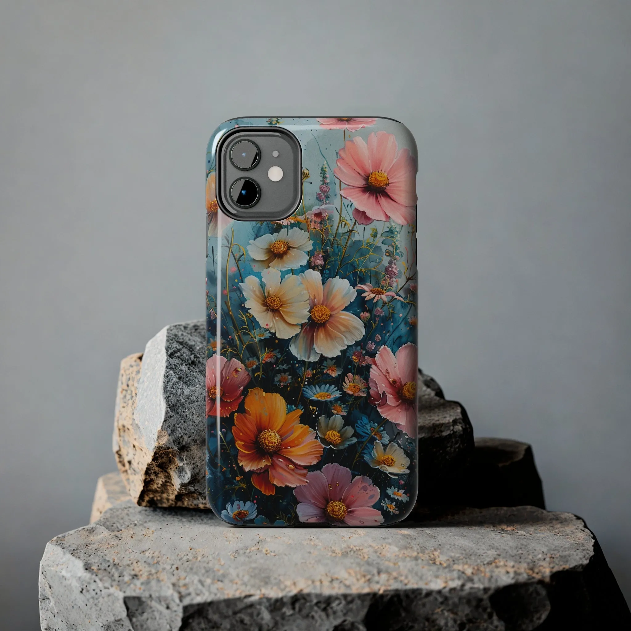 Floral iPhone Case, Vibrant Garden Flowers Protective Phone Cover, Designer Artistic Blossom Mobile Case, Unique Flower Gift Idea, Tough iPhone Case