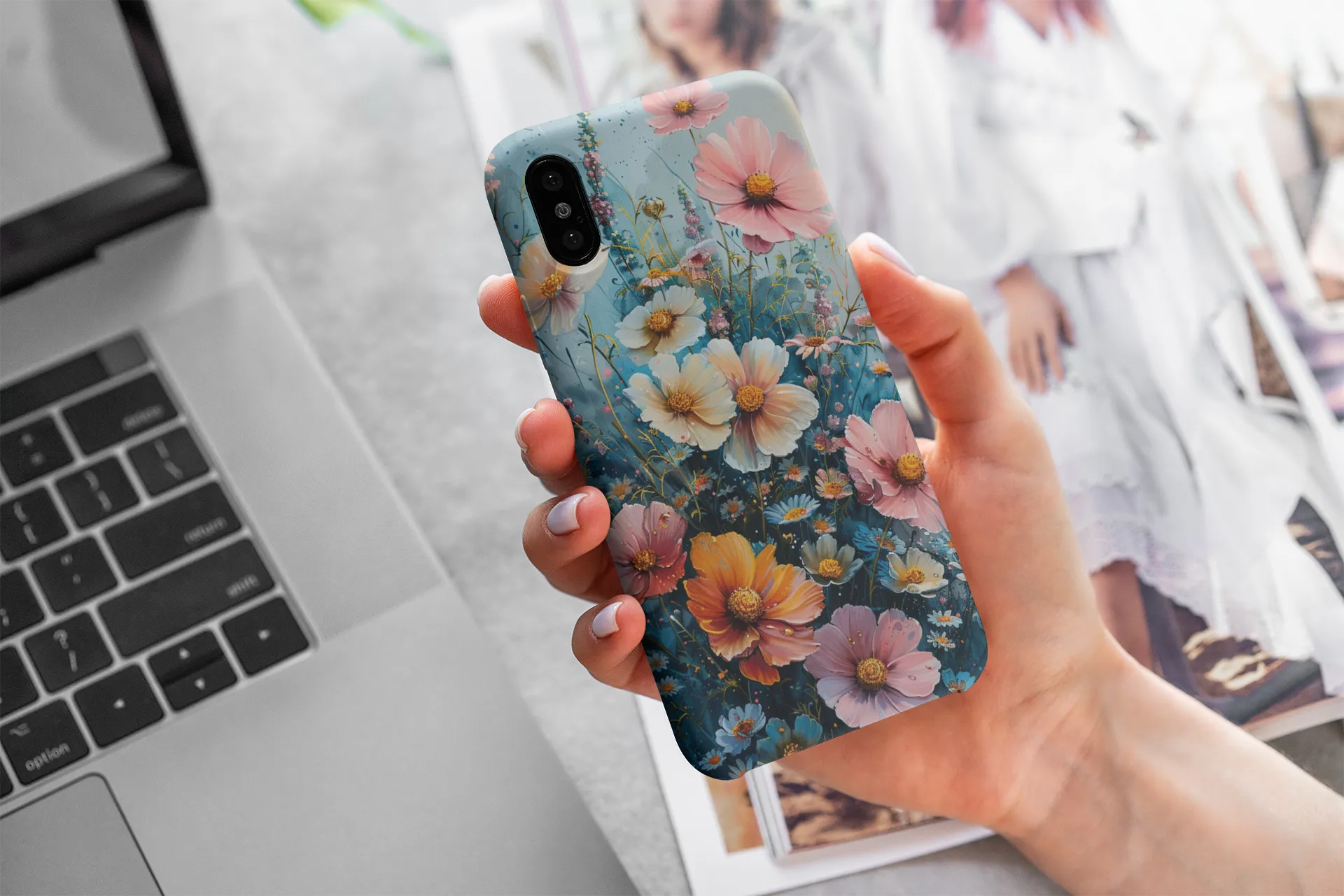 Floral iPhone Case, Vibrant Garden Flowers Protective Phone Cover, Designer Artistic Blossom Mobile Case, Unique Flower Gift Idea, Tough iPhone Case