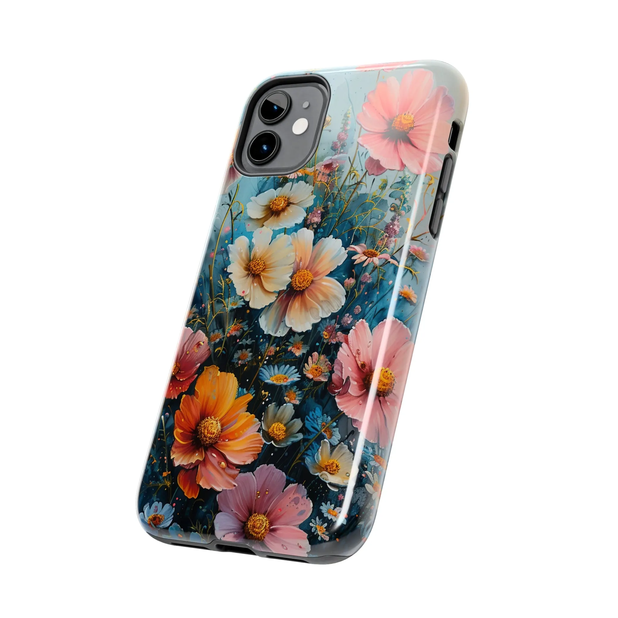 Floral iPhone Case, Vibrant Garden Flowers Protective Phone Cover, Designer Artistic Blossom Mobile Case, Unique Flower Gift Idea, Tough iPhone Case