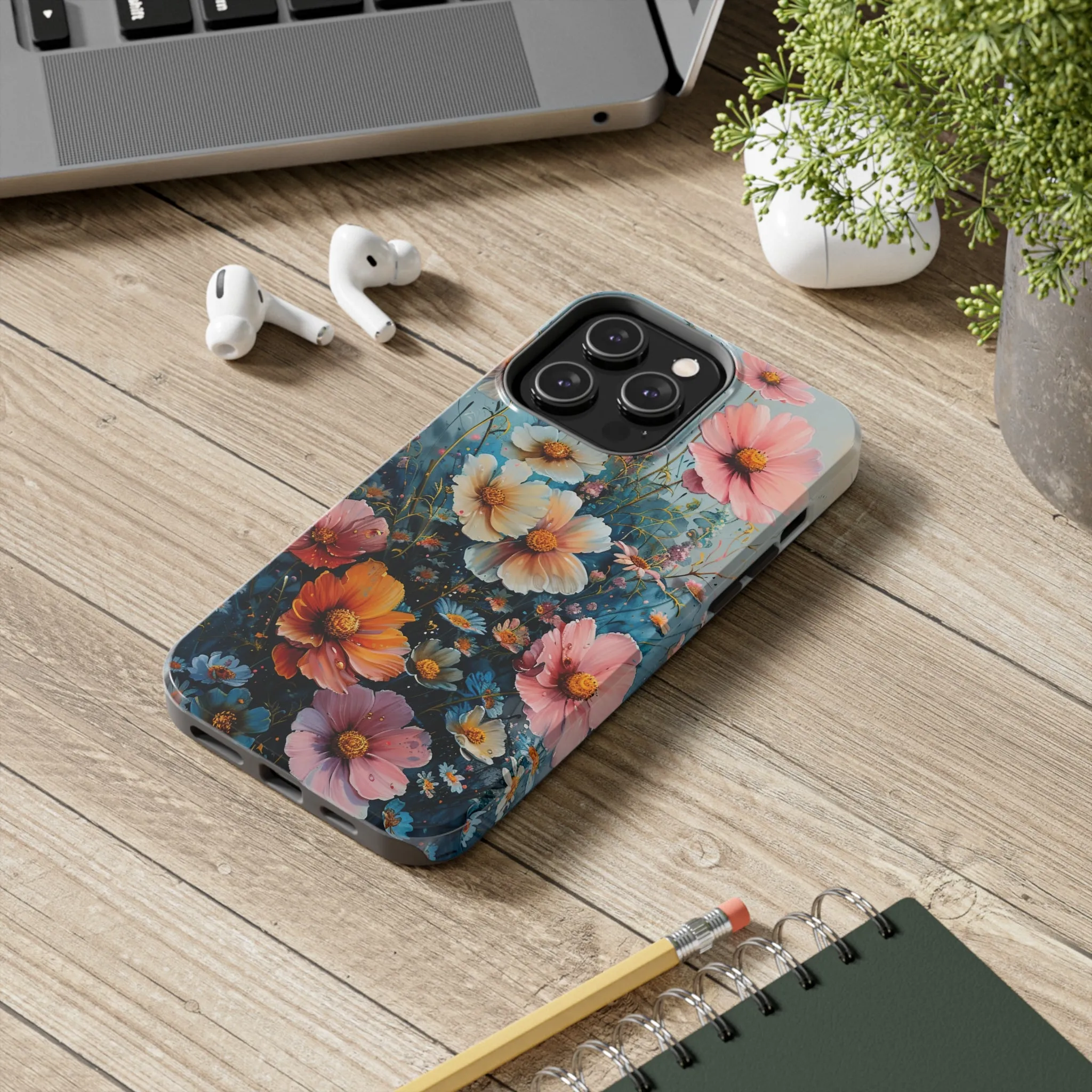 Floral iPhone Case, Vibrant Garden Flowers Protective Phone Cover, Designer Artistic Blossom Mobile Case, Unique Flower Gift Idea, Tough iPhone Case