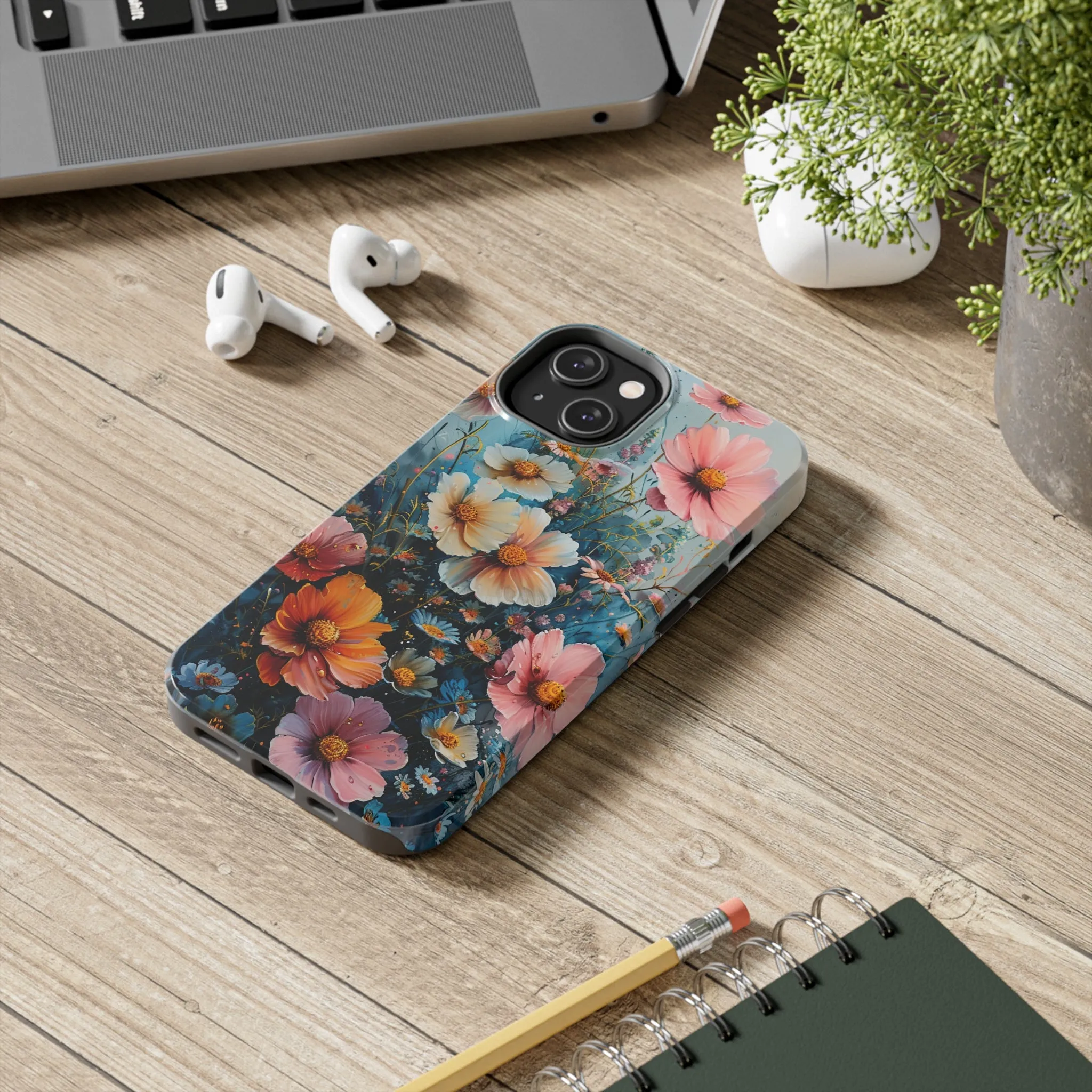 Floral iPhone Case, Vibrant Garden Flowers Protective Phone Cover, Designer Artistic Blossom Mobile Case, Unique Flower Gift Idea, Tough iPhone Case