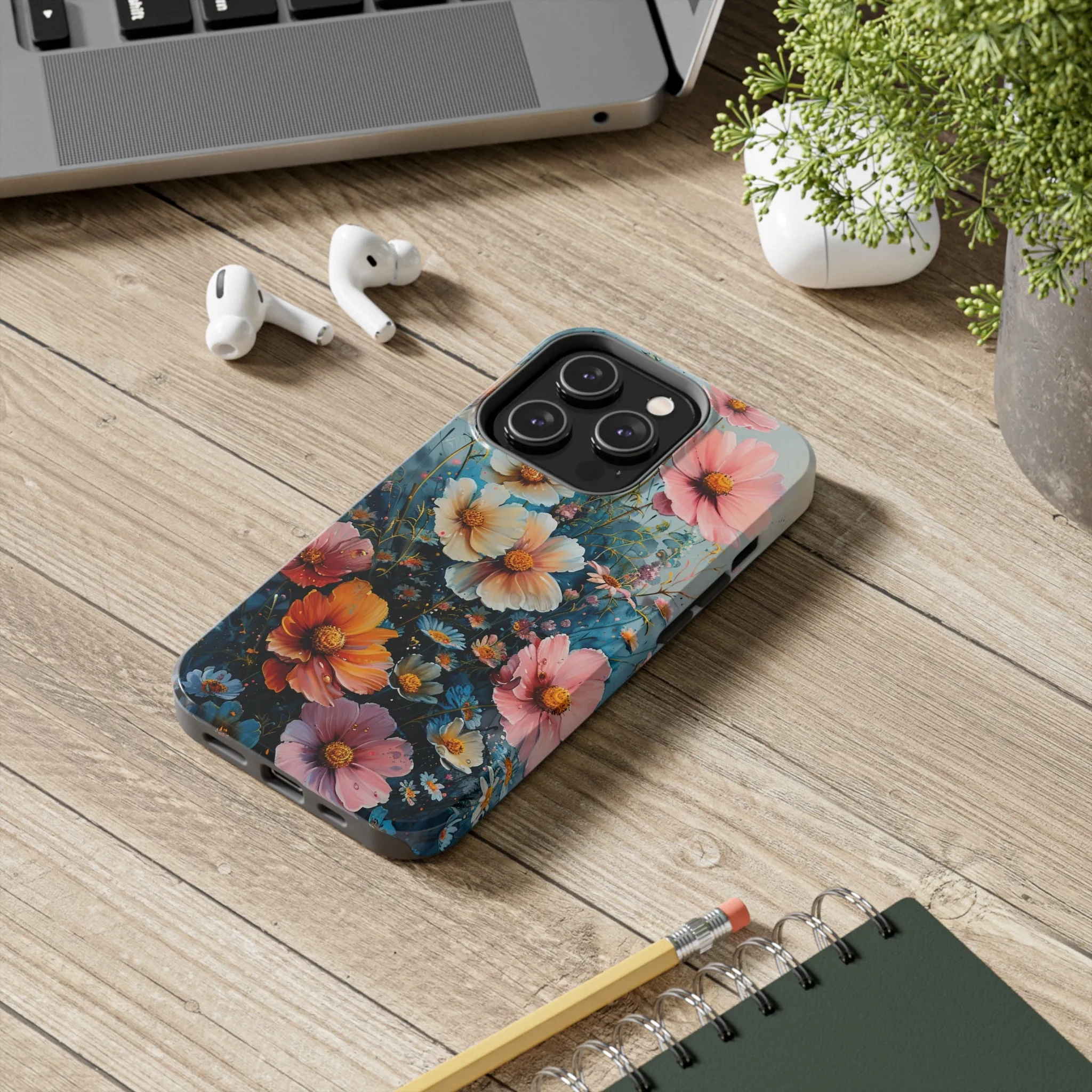 Floral iPhone Case, Vibrant Garden Flowers Protective Phone Cover, Designer Artistic Blossom Mobile Case, Unique Flower Gift Idea, Tough iPhone Case