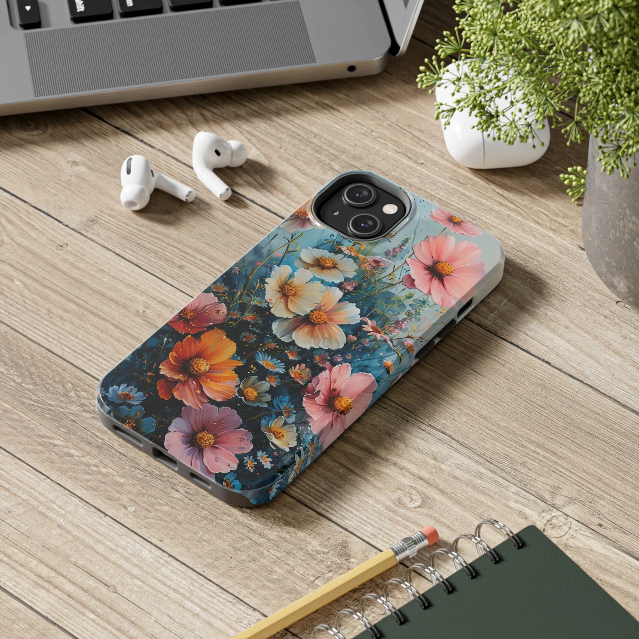 Floral iPhone Case, Vibrant Garden Flowers Protective Phone Cover, Designer Artistic Blossom Mobile Case, Unique Flower Gift Idea, Tough iPhone Case