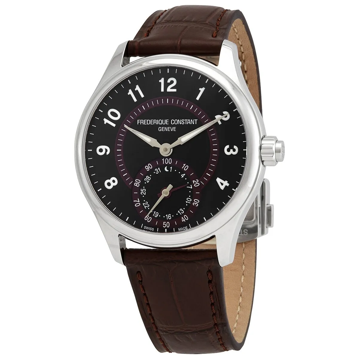 Frederique Constant Horological Quartz Dark Brown Leather Men's Smart Watch FC-285BBR5B6BR FC-285BBR5B6DBR