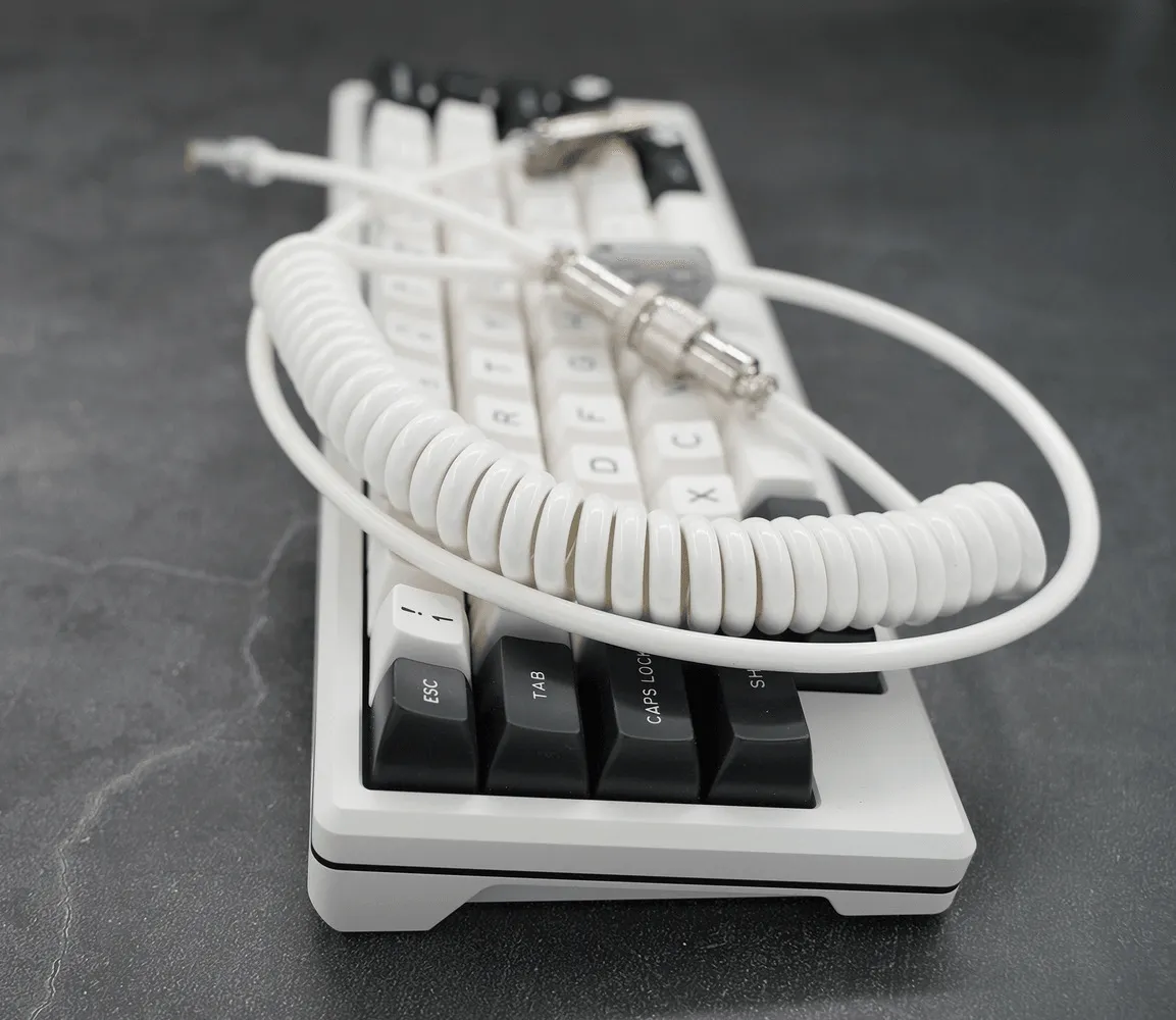 GeekCable White USB Spiral Handmade Customized Mechanical Keyboard Cable