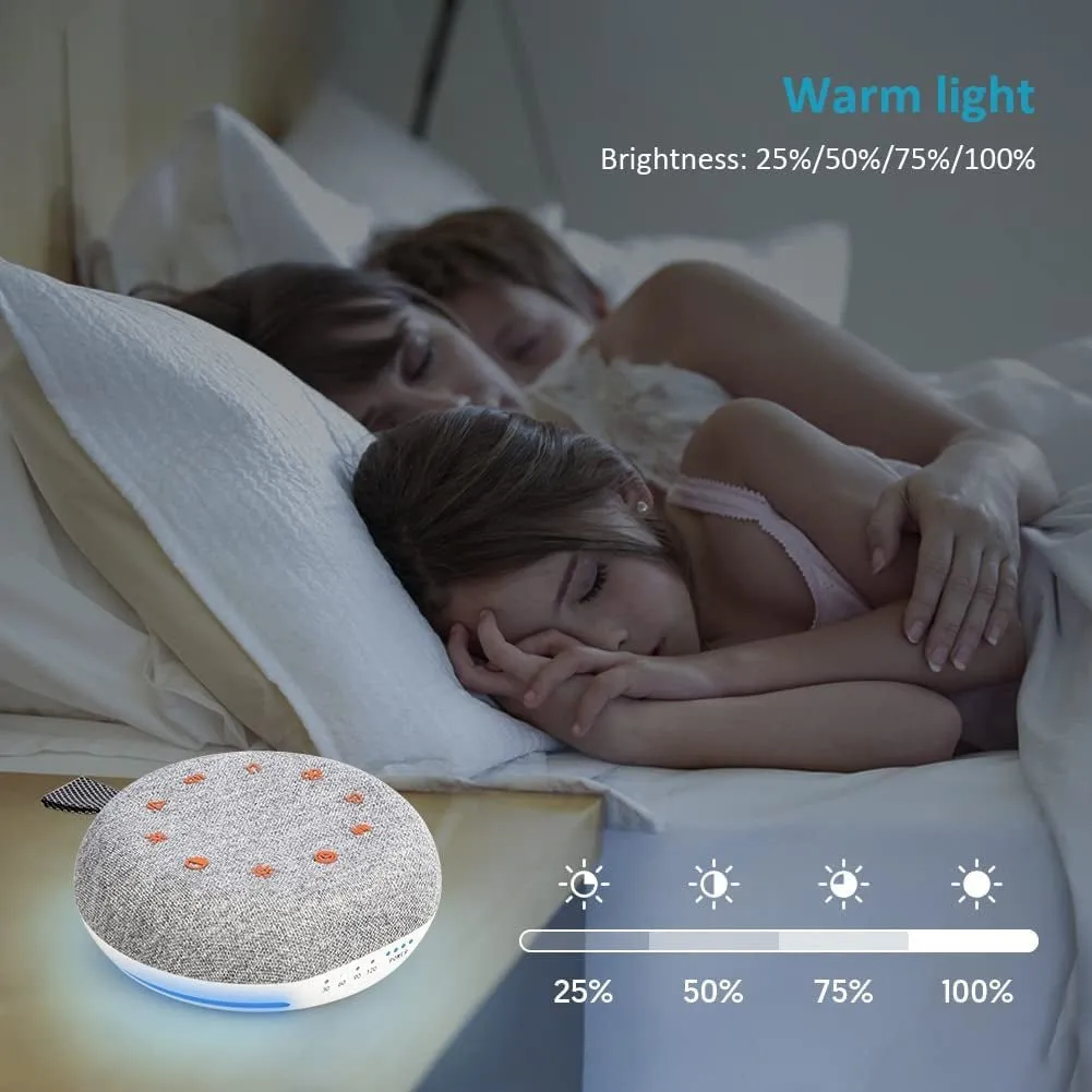 Heavtuen,White Noise Machine ,Portable Sound Machine with 40 Soothing Sounds, USB Rechargeable ,20 Levels of Volume ,Sleep Sound Timer & Night Light for Baby Kids Adults