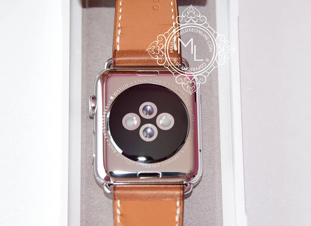 Hermes 42 mm Brown Fauve Barenia Apple Watch Cuff Bracelet