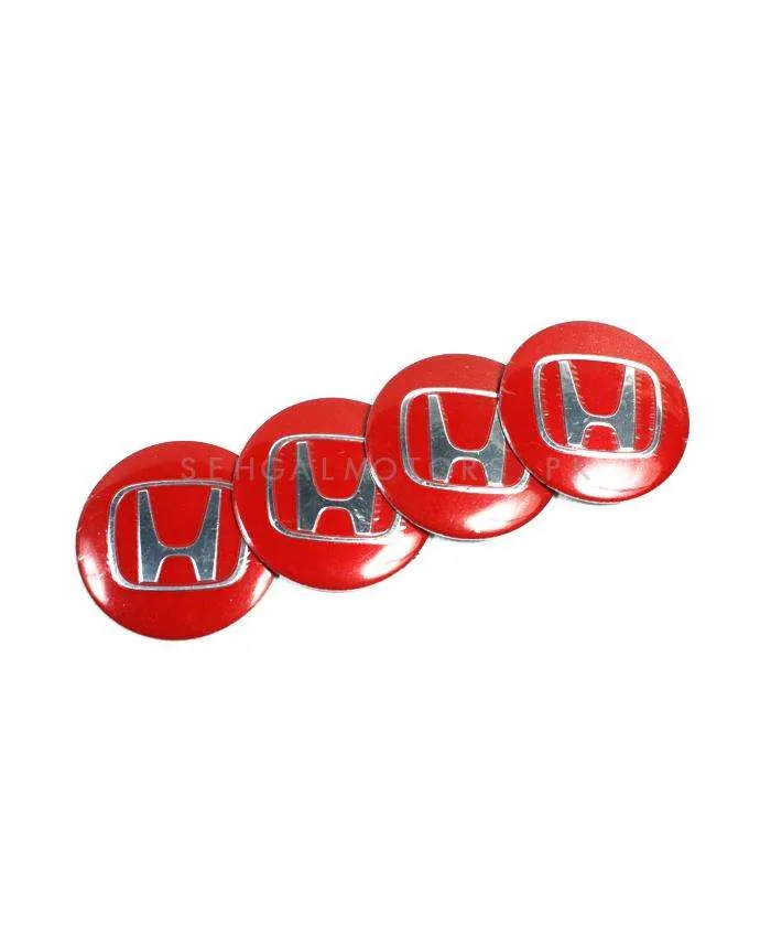 Honda Wheelcap Logos 4 Pcs - Red - Center Hub Badge