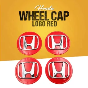 Honda Wheelcap Logos 4 Pcs - Red - Center Hub Badge