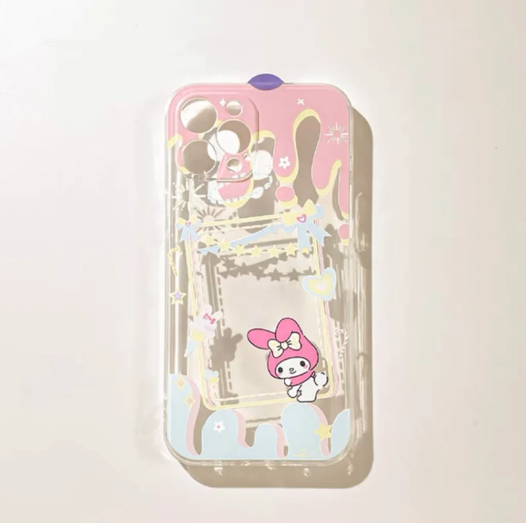 Japanese Cartoon My Melody MM with Dessert Photo Frame iPhone Case 6 7 8 PLUS SE2 XS XR X 11 12 13 14 15 Pro Promax 12mini 13mini