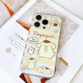 Japanese Cartoon Sanrio | Clean Yellow Line Pompompurin - iPhone Case 13 14 15 Pro Promax Plus