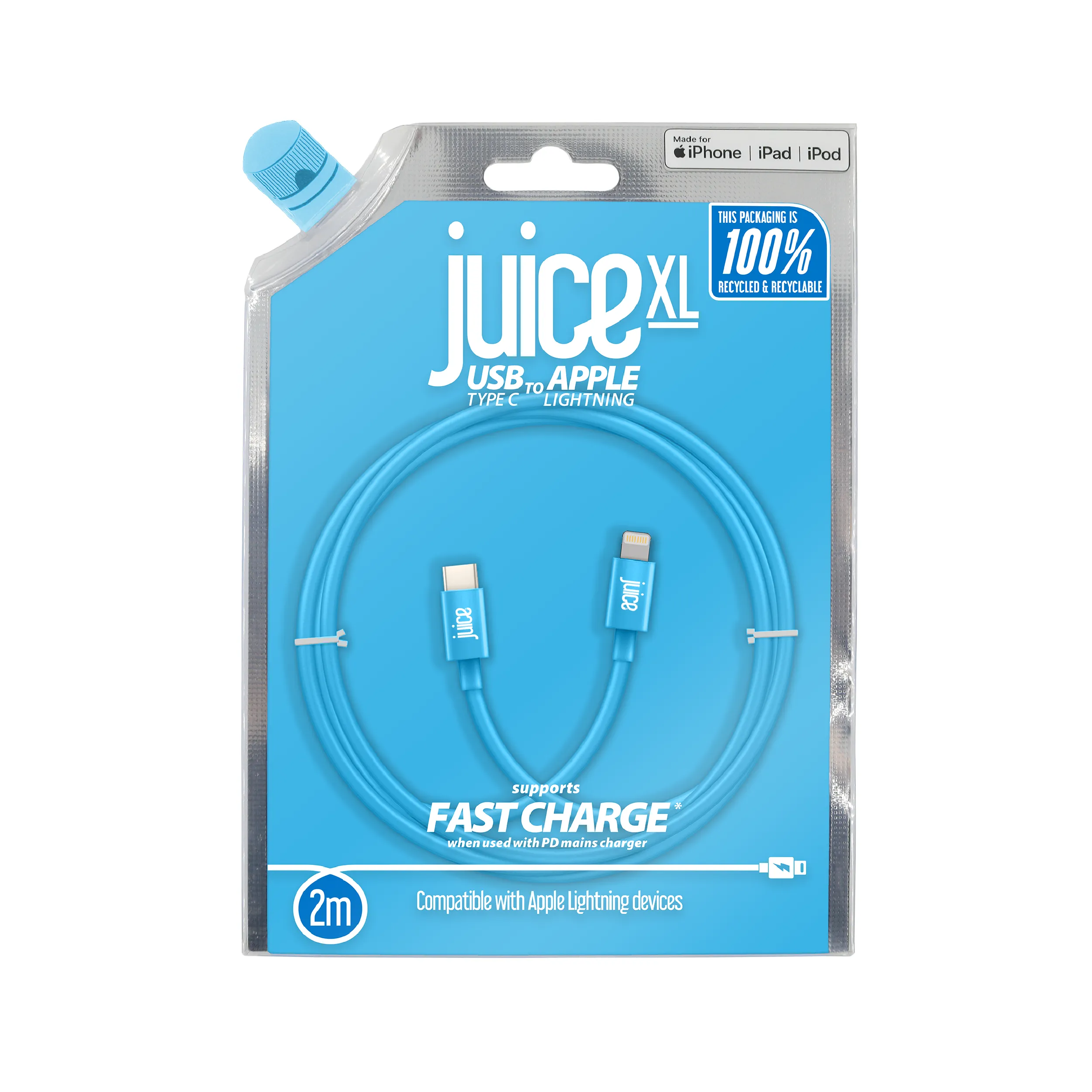 Juice USB Type-C to Apple Lightning Charging Cable 2m - Aqua