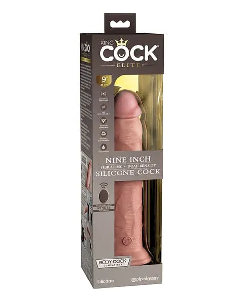 King Cock Elite 9 Inch Dual Density Vibrating Silicone Cock W/remote