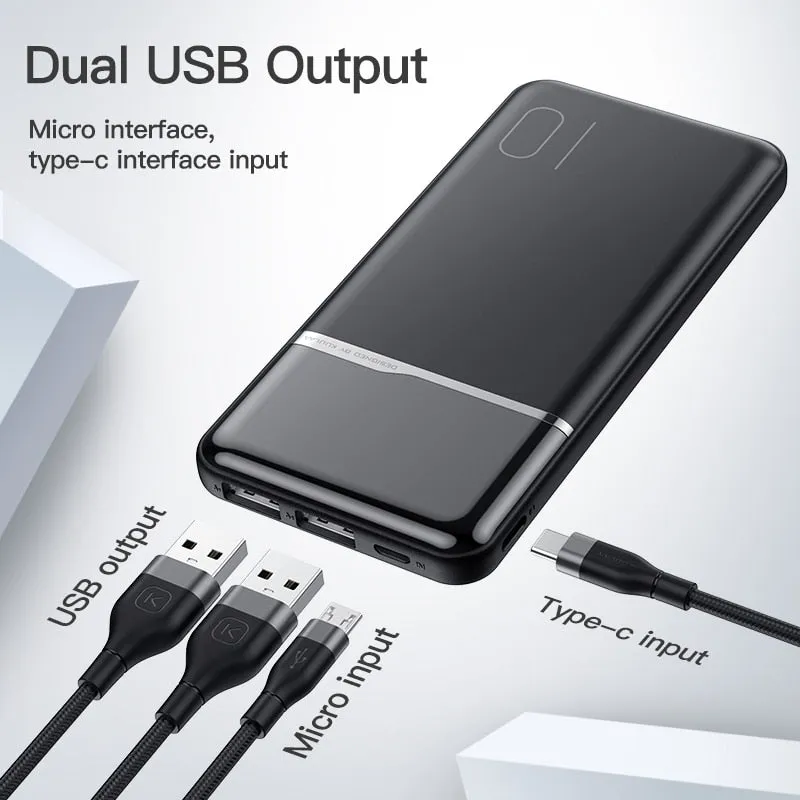 KUULAA Power Bank 10000mAh Portable Charging PowerBank 10000 mAh USB PoverBank External Battery Charger For Xiaomi Mi 9 8 iPhone