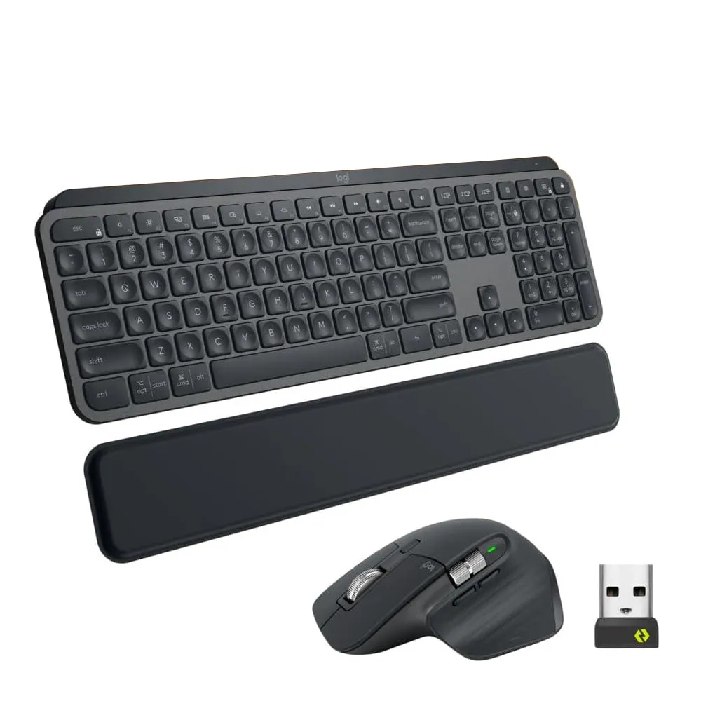 Logitech MX Keys Wireless Keyboard and Optical Mouse Combo For Business Generation 2 with 8000 DPI Darkfield Sensor, Full Sized 108 Key Layout, and Logi Bolt and Bluetooth Connectivity for PC and Laptop Computers - Graphite