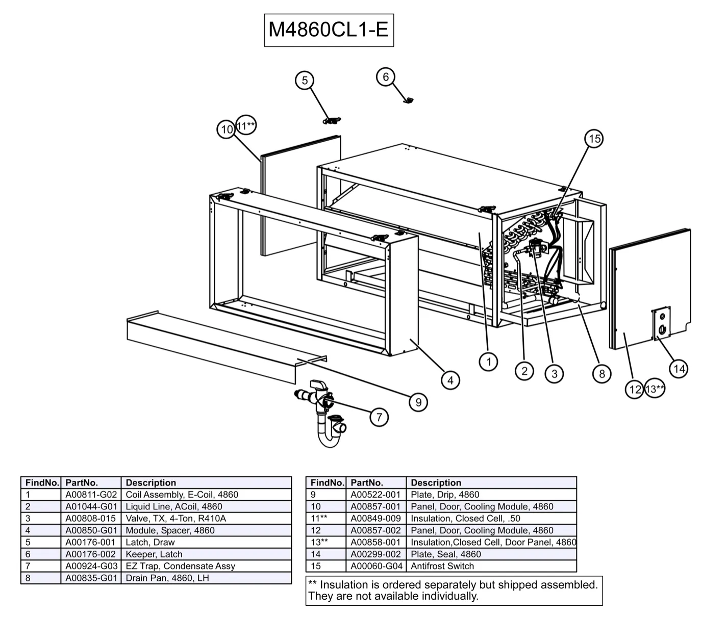 M4860CL1-E0C - Module, Refrigerant Coil (4 Row)* (HP), E-Coated