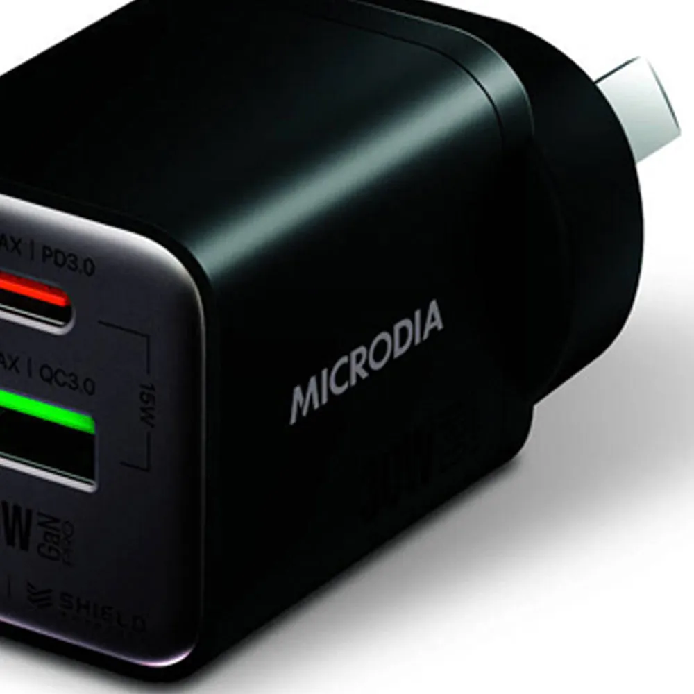 Microdia SmartCube Nano 30W Dual Port GaN Wall Charger (Black)