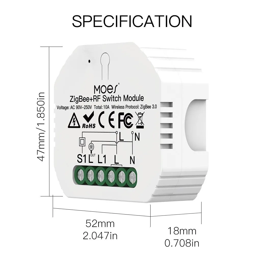 MOES Tuya ZigBee 3.0 RF Switch Module, Smart Light Switch Module 1/2 Gang