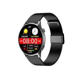 Montre Connectée 1.43" AMOLED Black Case with Black Mesh Band