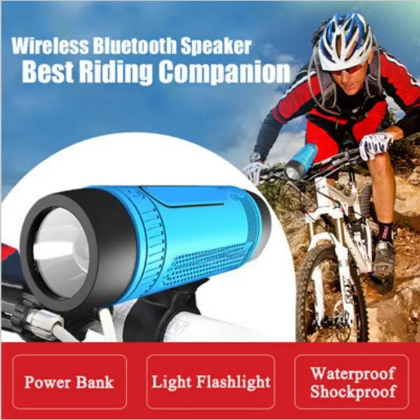 Outdoor Bicycle Portable Subwoofer Bass Wireless Speakers Power Bank LED light  Bike Mount Carabiner