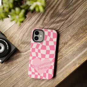 Pink Heart Doll Occupational Therapist Phone Case, Checkered Pink OT OTA phone case, Gift for her, retro occupational therapy