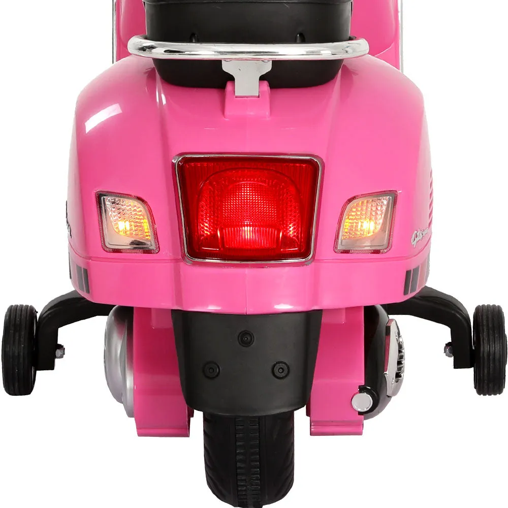 Pink Vespa Kids Electric Ride On Motorbike with Horn, Music