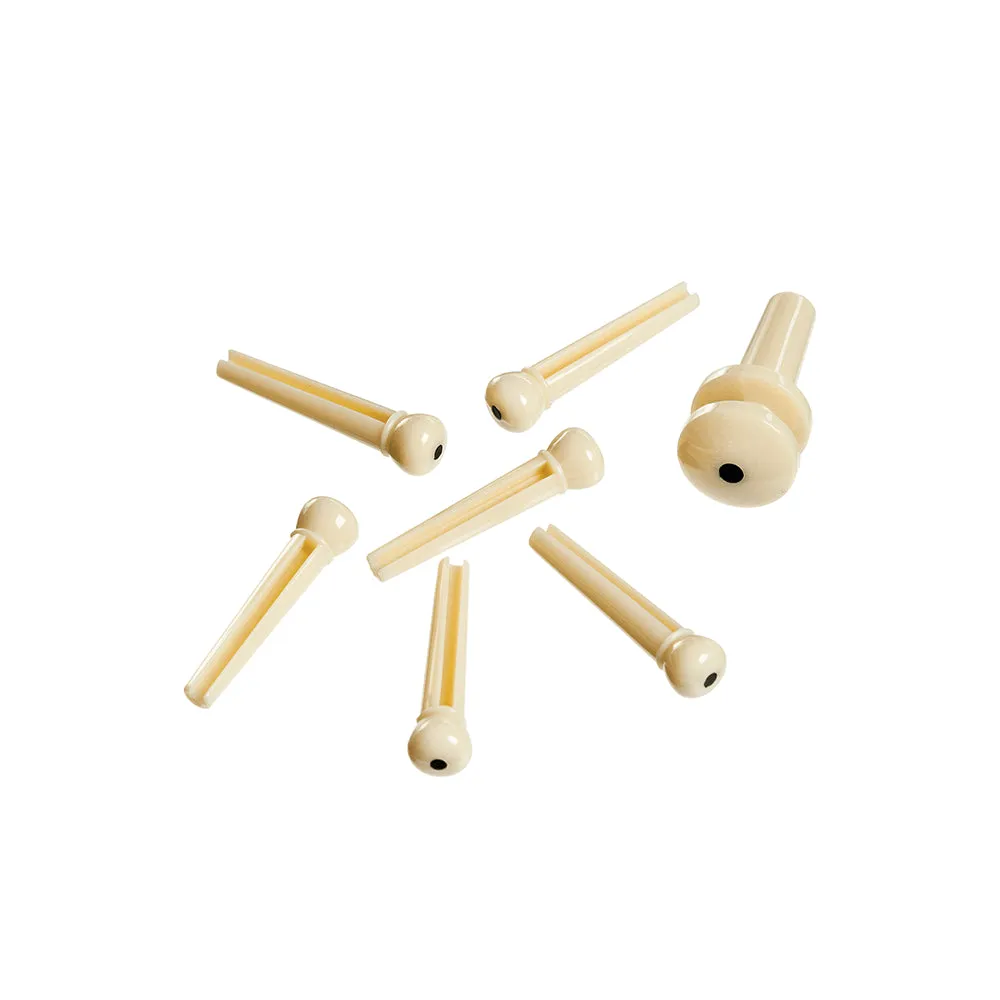 Planet Waves Bridge Pin Set Q/P07 End Pin Q/P01 Ivory Black Dot