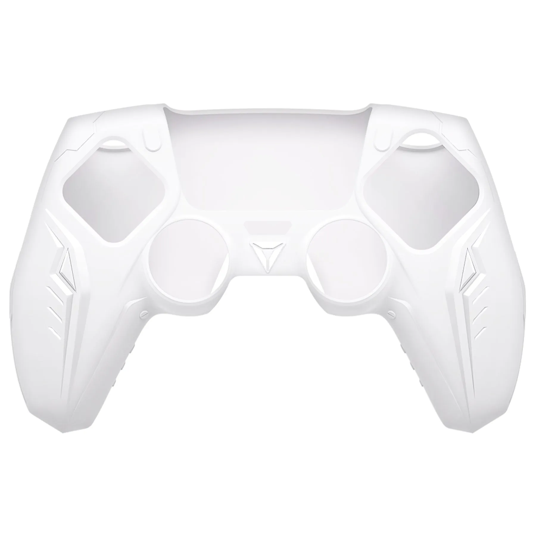 PlayVital Futuristic CyberMech Design Silicone Grip Skin with Thumb Grips for PS5 Wireless Controller, Compatible with PS5 Official Charging Dock - White - CHXPFP002