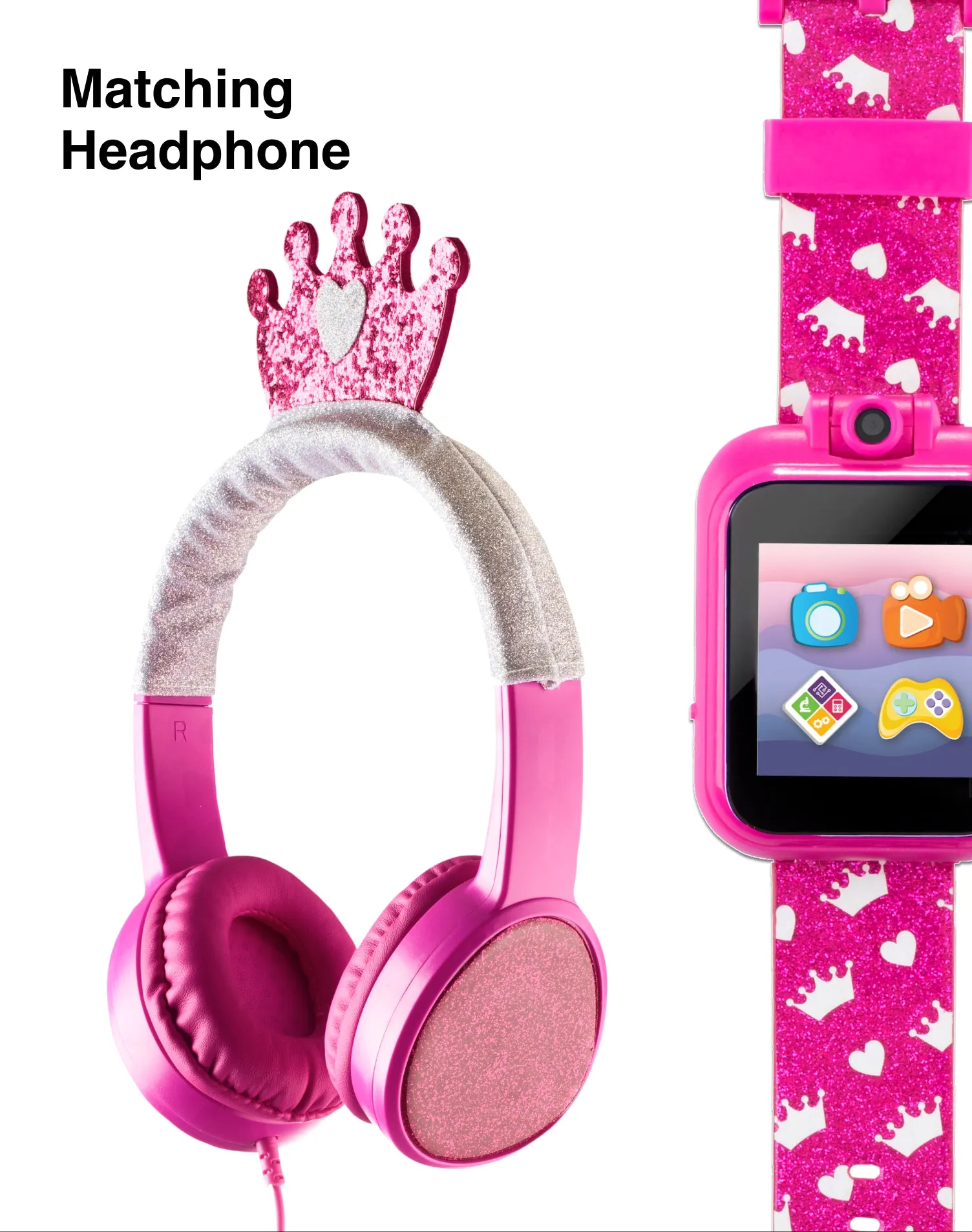 PlayZoom Kids Smartwatch with Headphones: Fuchsia Multi with Crown