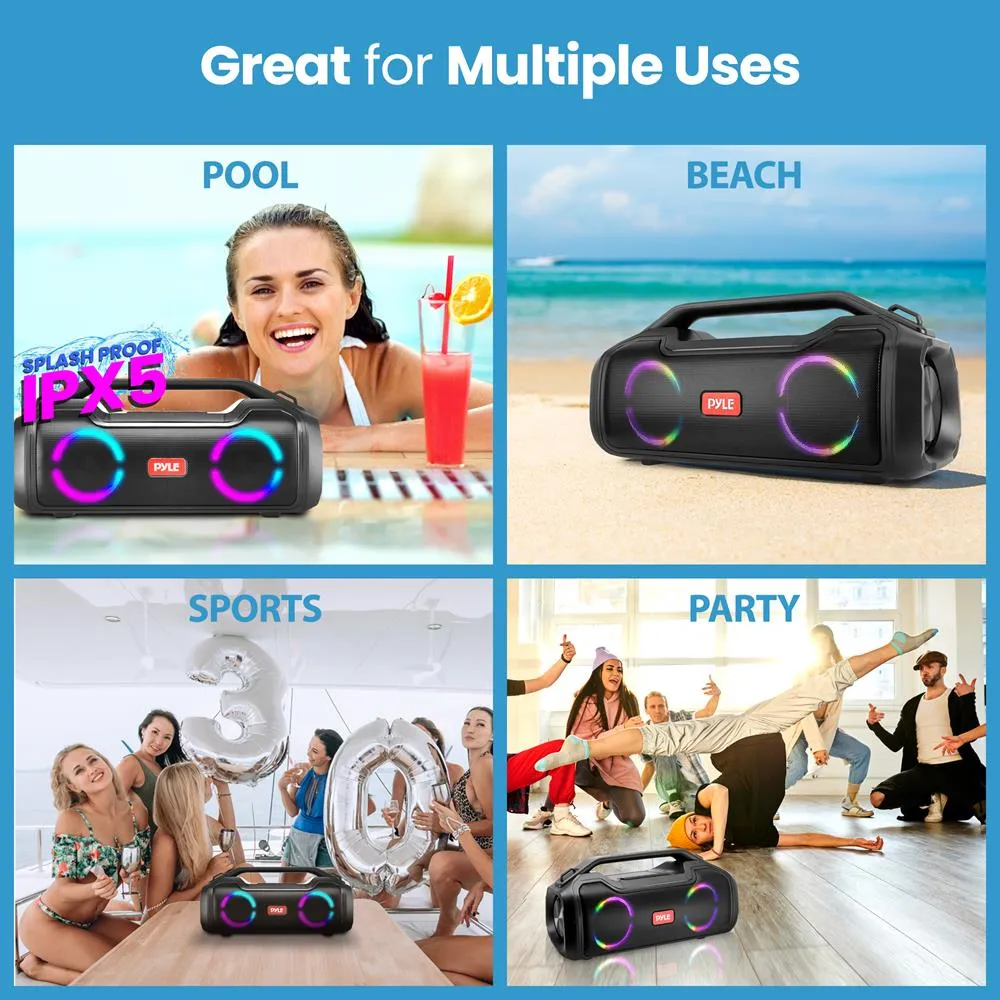 Portable Bluetooth Speaker System - 2 Channel Bt Speaker, Tws Function, Micro Sd Support, Rgb Lighting With Rechargeable Battery