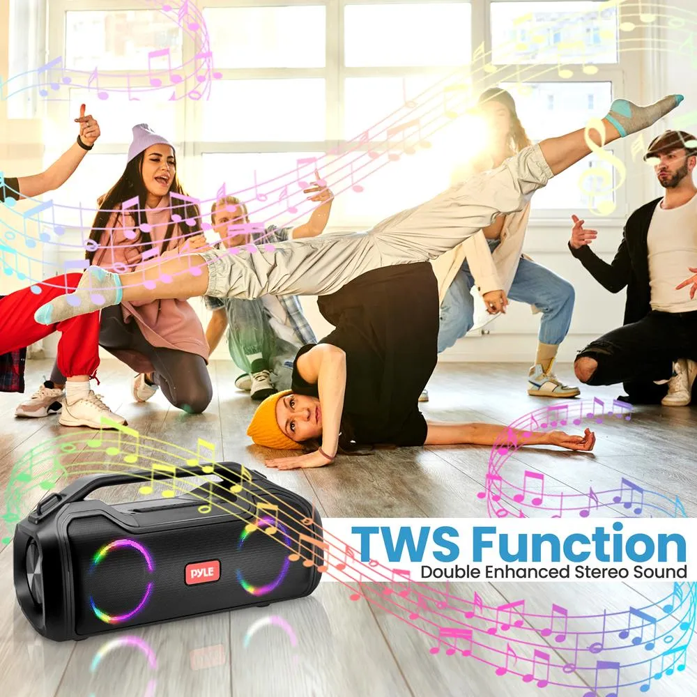 Portable Bluetooth Speaker System - 2 Channel Bt Speaker, Tws Function, Micro Sd Support, Rgb Lighting With Rechargeable Battery