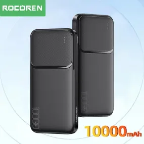 Rocoren Rapid Charge Power Bank: Dual USB External Battery with Integrated Cables