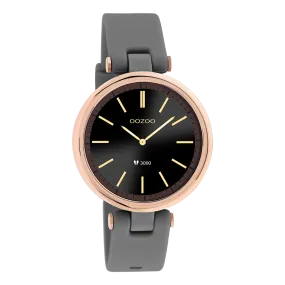 Rose gold coloured OOZOO smartwatch with grey rubber strap - Q00404